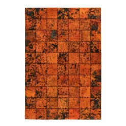 Tapis Patchwork en Cuir Fait Main Voila Orange