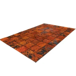 Tapis Patchwork en Cuir Fait Main Voila Orange