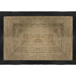 Tapis rectangle bord noir en Jute coton