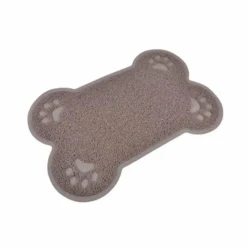 Tapis Repas pour Chien Forme Os 60cm Taupe