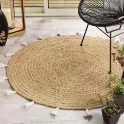 Tapis rond 120 cm jute Shira blanc
