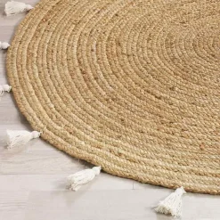 Tapis rond 120 cm jute Shira blanc