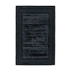 Tapis Tissé à Poils Plats Rétro Kalevi Noir