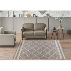 Tapis Tissé Graphique Rhombus II Beige & Marron