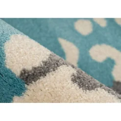 Tapis Tissé Imprimé Naila Crème & Bleu
