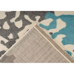 Tapis Tissé Imprimé Naila Crème & Bleu