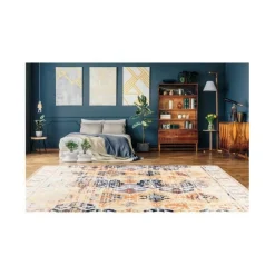 Tapis Tissé Rétro à Poils Courts Saphira Beige