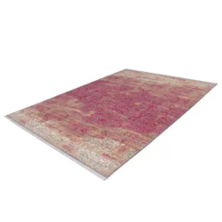 Tapis Vintage à Poils Courts Antigua Orange & Rouge