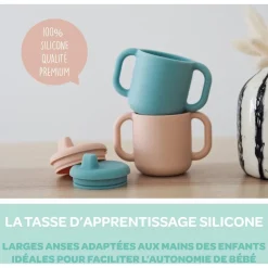 Tasse d apprentissage silicone blue
