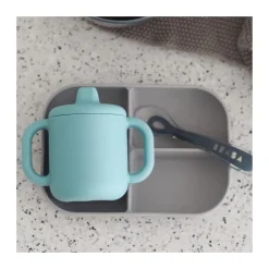Tasse d apprentissage silicone blue
