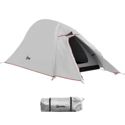 Tente de camping 1-2 pers. double toit étanche 2000 mm sac de transport gris