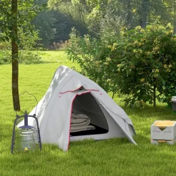 Tente de camping 1-2 pers. double toit étanche 2000 mm sac de transport gris