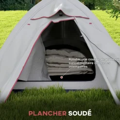 Tente de camping 1-2 pers. double toit étanche 2000 mm sac de transport gris