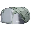 Tente de camping 4-5 personnes montage instantanée pop-up 2 portes enroulables 4 fenêtres dim. 2,63L x 2,2l x 1,23H m fibre verre polyester PE vert gris