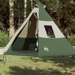 Tente de camping tipi 7 personnes vert imperméable