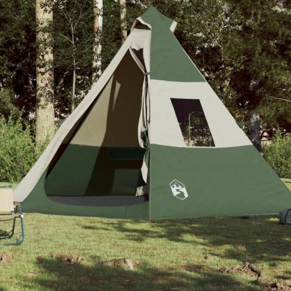 Tente de camping tipi 7 personnes vert imperméable