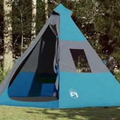 Tente de camping tipi 7 personnes bleu imperméable