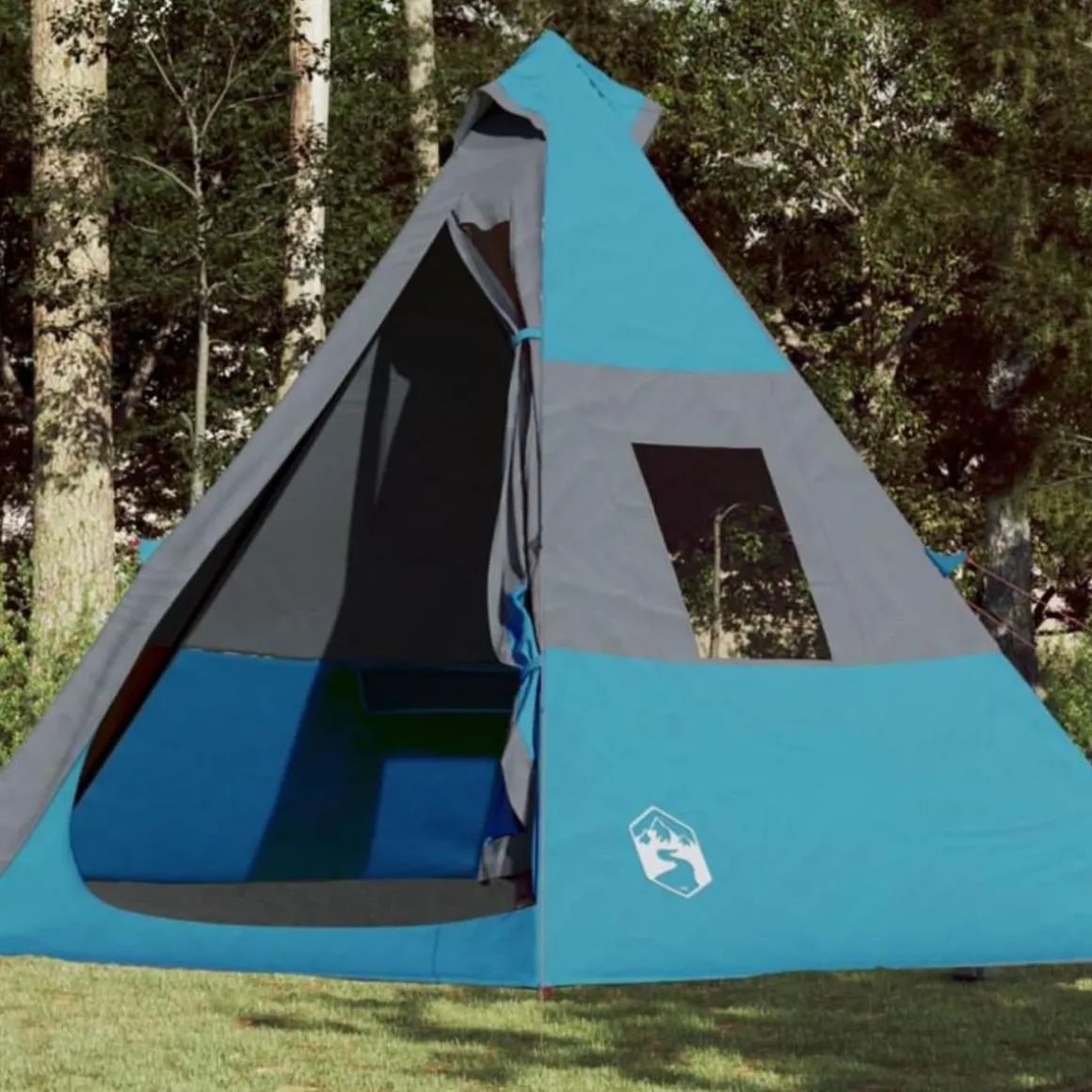 Tente de camping tipi 7 personnes bleu imperméable
