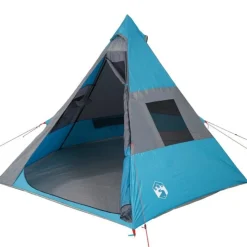 Tente de camping tipi 7 personnes bleu imperméable