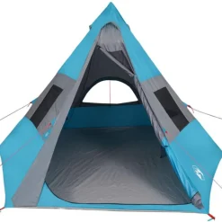 Tente de camping tipi 7 personnes bleu imperméable
