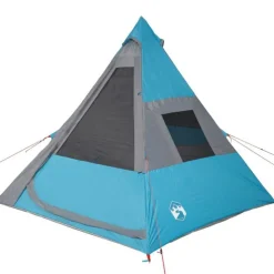 Tente de camping tipi 7 personnes bleu imperméable