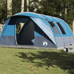 Tente de camping tunnel 5 personnes bleu imperméable