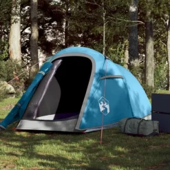 Tente de camping tunnel 2 personnes bleu imperméable