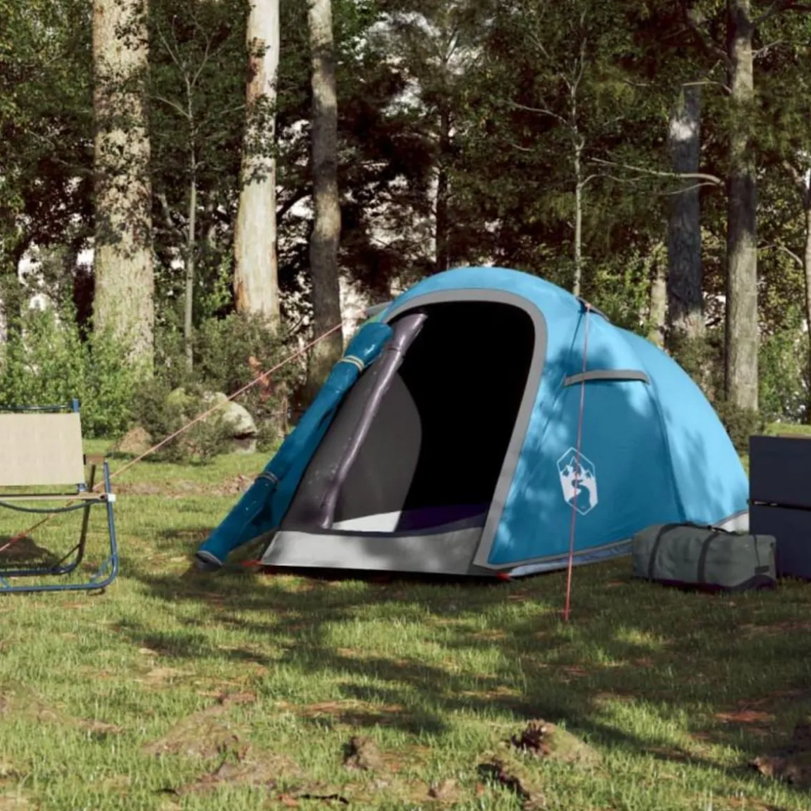 Tente de camping tunnel 2 personnes bleu imperméable