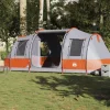 Tente de camping tunnel 4 personnes gris et orange imperméable