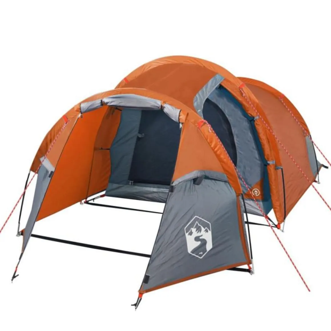 Tente de camping tunnel 2 personnes orange imperméable