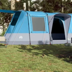 Tente de camping tunnel 4 personnes bleu imperméable