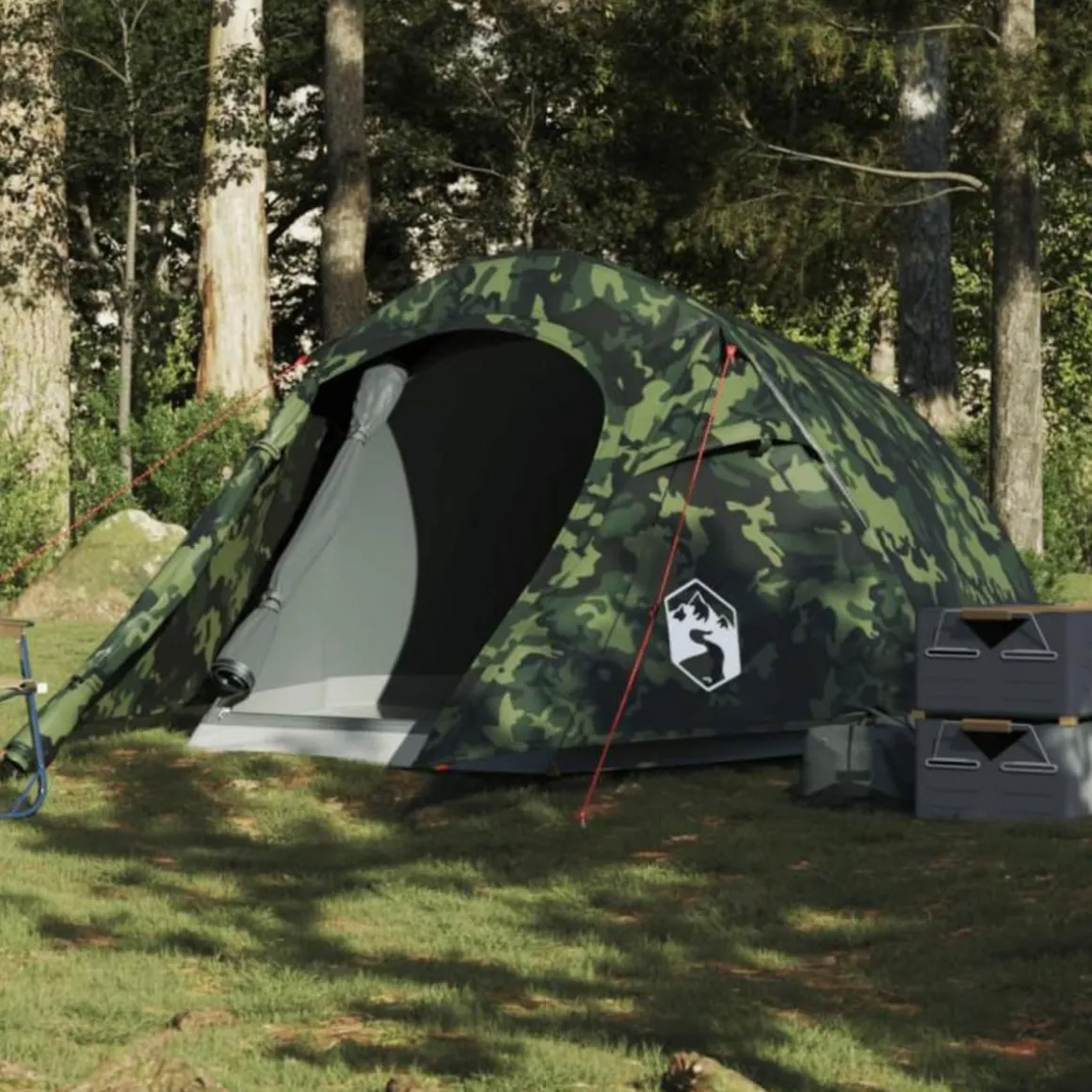 Tente de camping tunnel 2 personnes camouflage imperméable