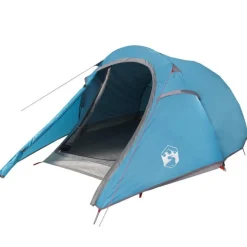Tente de camping tunnel 3 personnes bleu imperméable