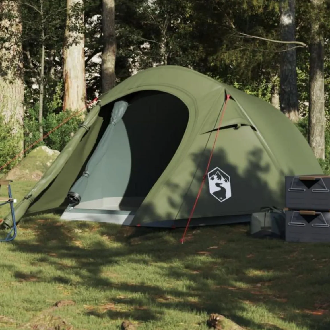 Tente de camping tunnel 3 personnes vert olive imperméable