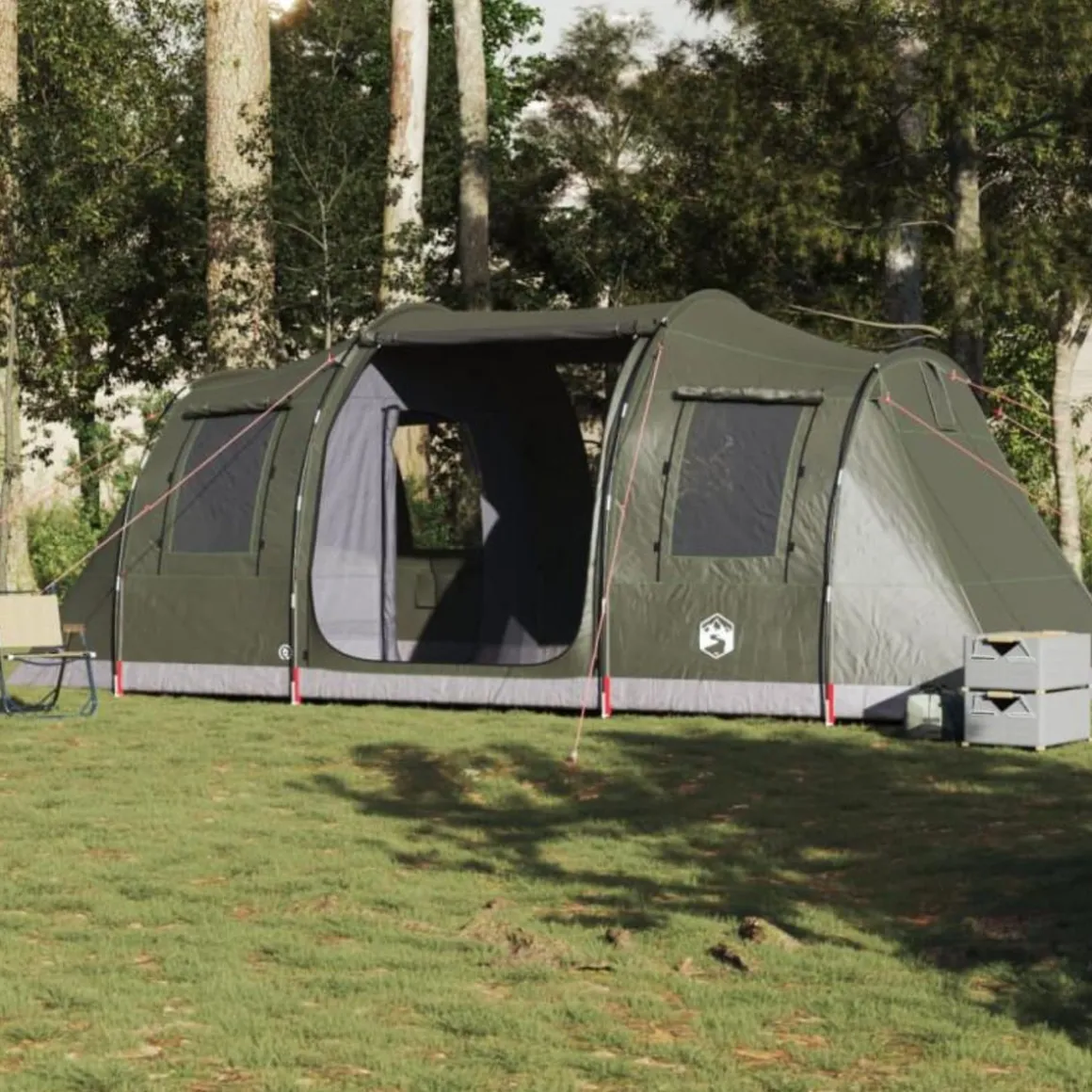 Tente de camping tunnel 4 personnes vert olive imperméable