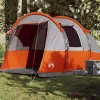 Tente de camping tunnel 4 personnes gris et orange imperméable