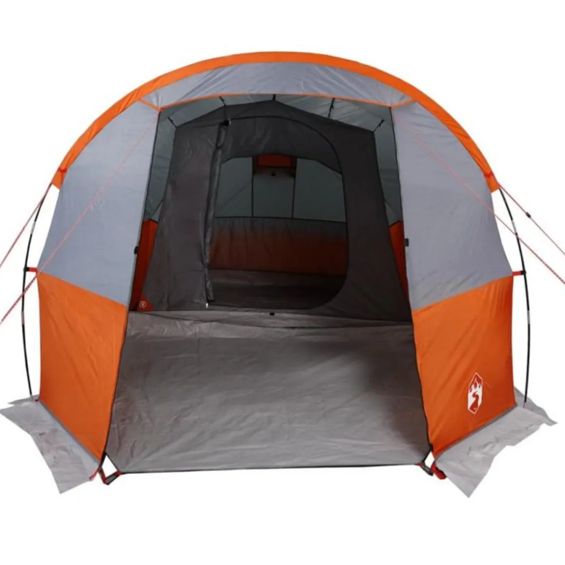 Tente de camping tunnel 4 personnes gris et orange imperméable