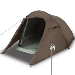 Tente de camping tunnel 2 personnes marron imperméable