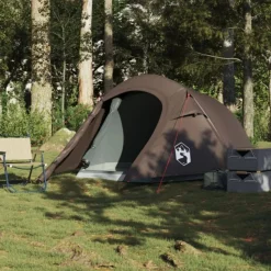 Tente de camping tunnel 2 personnes marron imperméable