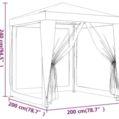 Tente de fete avec 4 parois laterales en maille Anthracite 2x2m