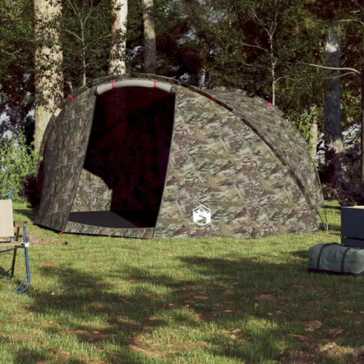 Tente de pêche 5 personnes camouflage imperméable