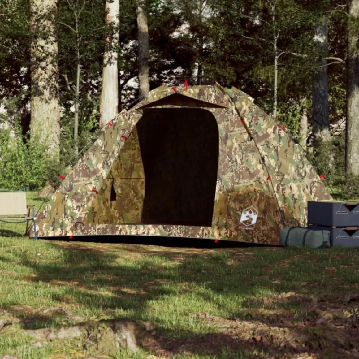 Tente de pêche 4 personnes camouflage libération rapide