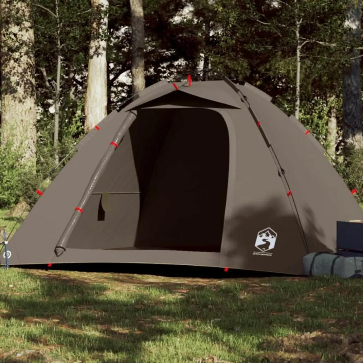 Tente de pêche 4 personnes marron libération rapide
