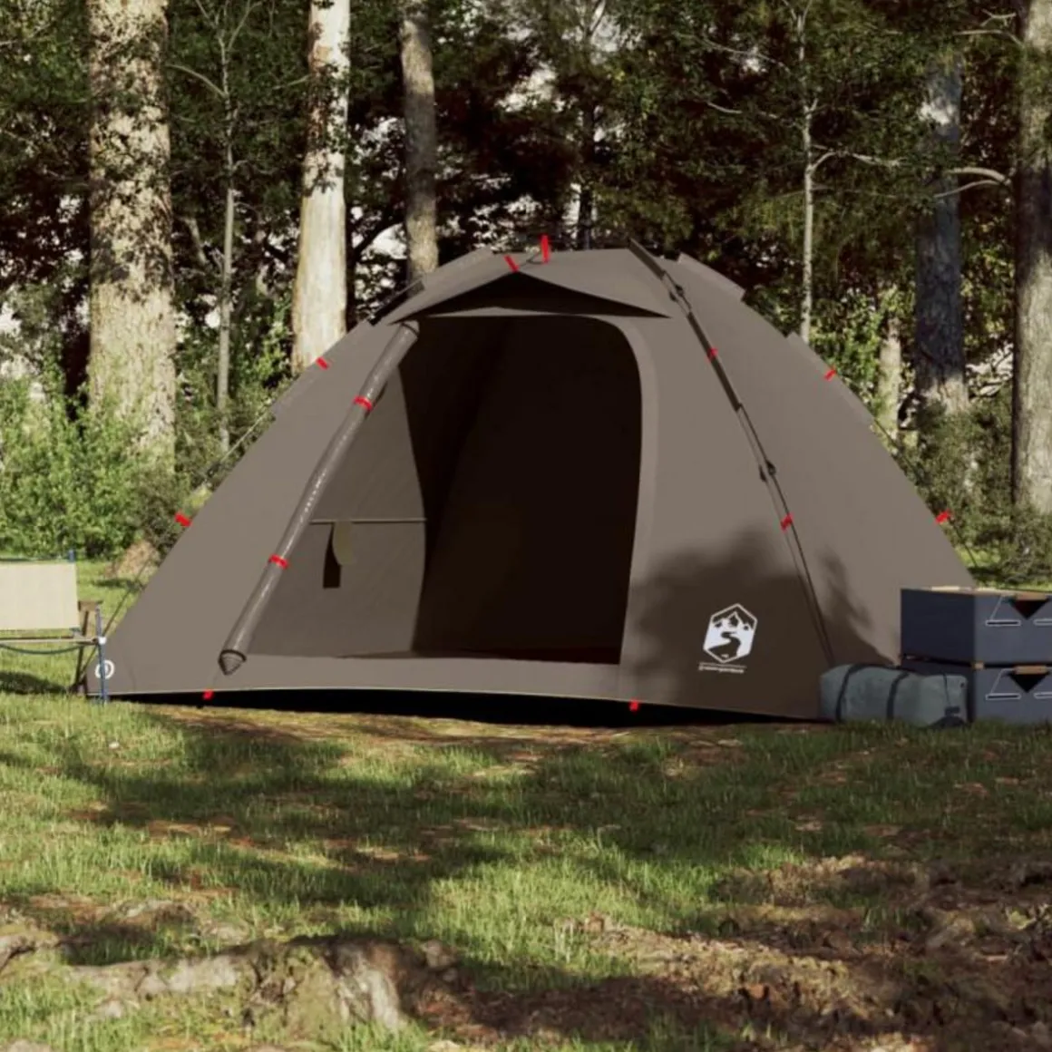 Tente de pêche 4 personnes marron libération rapide