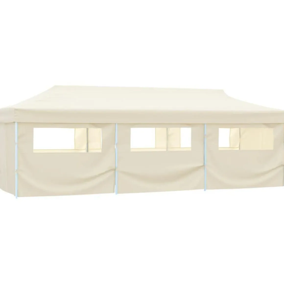 Tente de reception pliable avec 8 parois 3x9 m Blanc casse