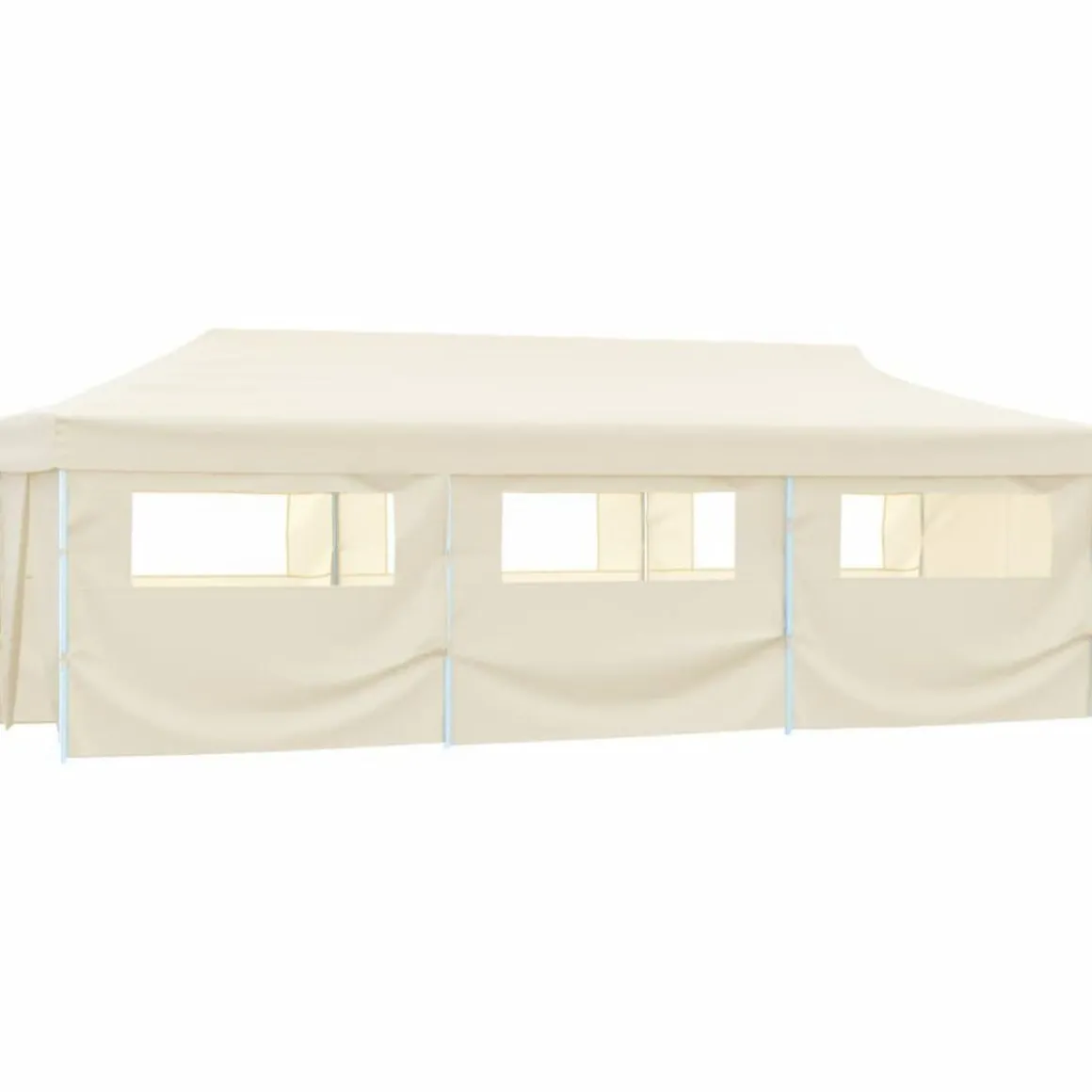 Tente de reception pliable avec 8 parois 3x9 m Blanc casse