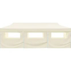 Tente de reception pliable avec 8 parois 3x9 m Blanc casse