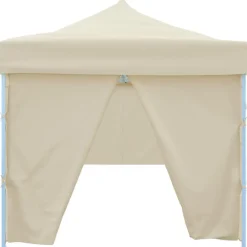 Tente de reception pliable avec 8 parois 3x9 m Blanc casse