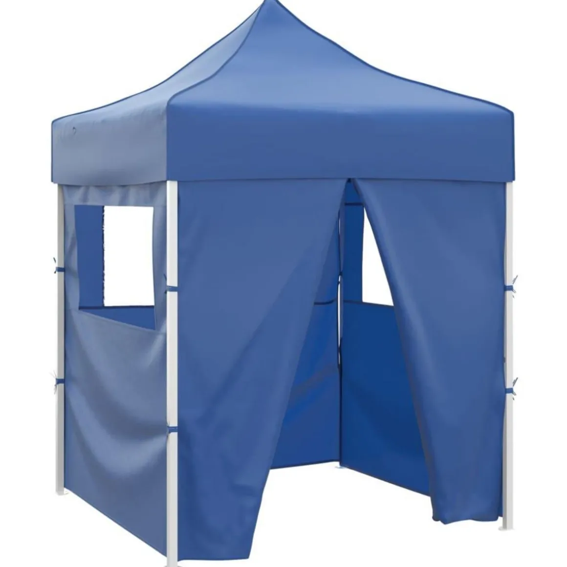 Tente de reception pliable avec 4 parois 2x2 m Acier Bleu