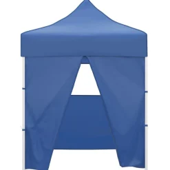 Tente de reception pliable avec 4 parois 2x2 m Acier Bleu